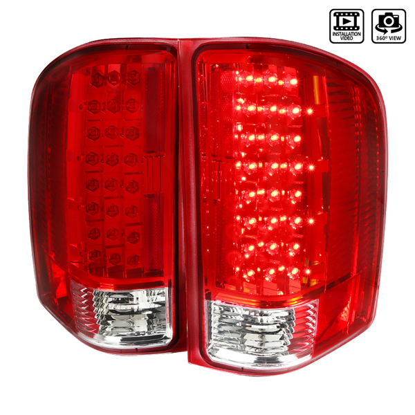 Spec-D Tuning 07-13 Chevrolet Silverado LED Tail Lights- Red LT-SIV07RLED-OZ
